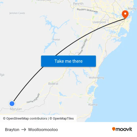 Brayton to Woolloomooloo map