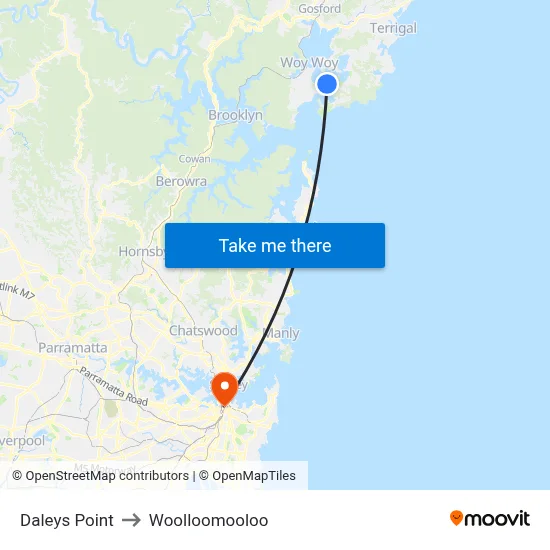 Daleys Point to Woolloomooloo map