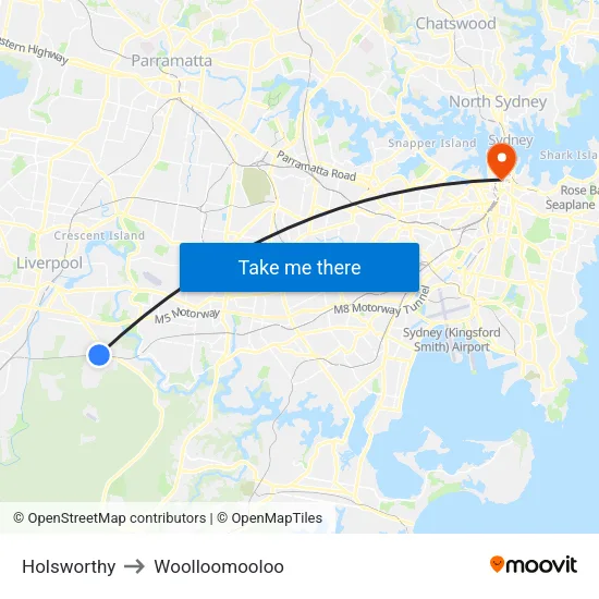 Holsworthy to Woolloomooloo map