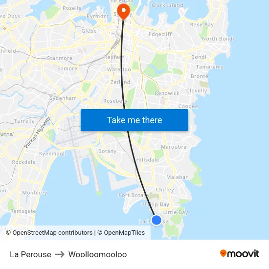 La Perouse to Woolloomooloo map