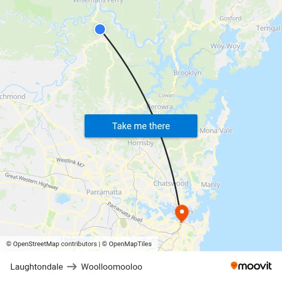 Laughtondale to Woolloomooloo map