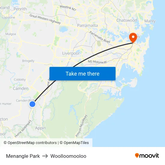 Menangle Park to Woolloomooloo map