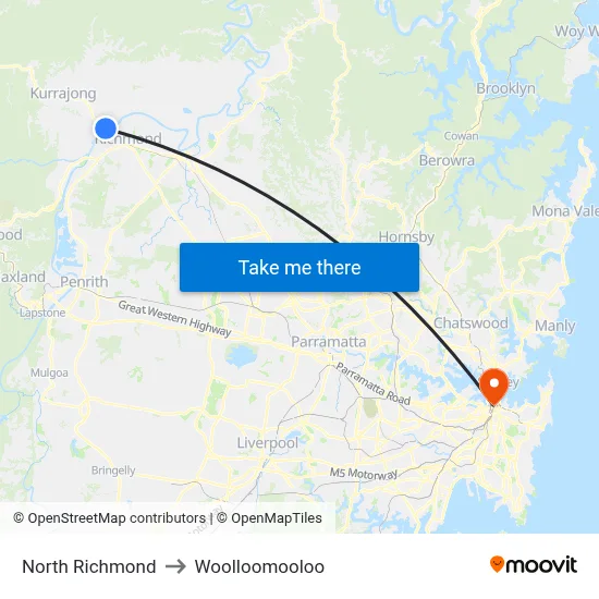 North Richmond to Woolloomooloo map