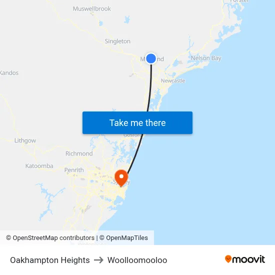 Oakhampton Heights to Woolloomooloo map