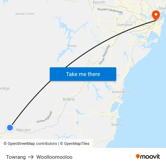 Towrang to Woolloomooloo map
