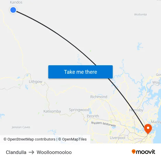 Clandulla to Woolloomooloo map