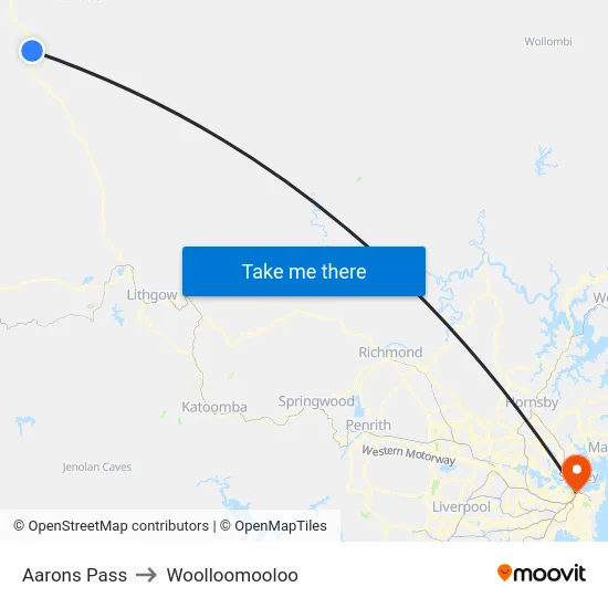 Aarons Pass to Woolloomooloo map