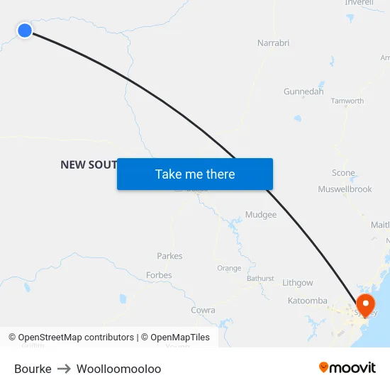 Bourke to Woolloomooloo map