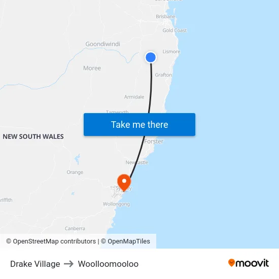 Drake Village to Woolloomooloo map