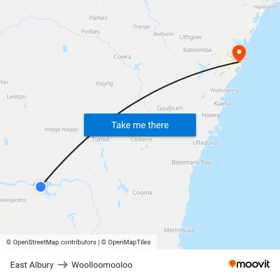 East Albury to Woolloomooloo map