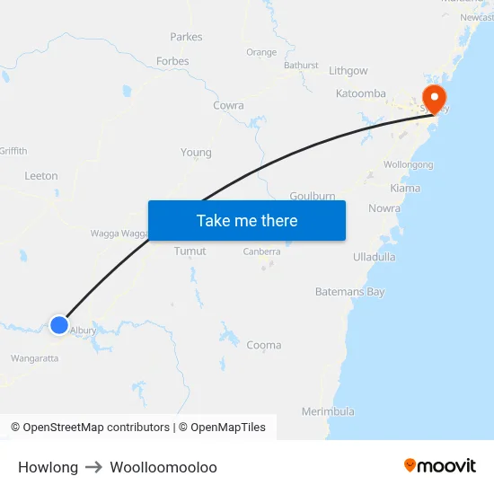 Howlong to Woolloomooloo map