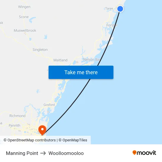 Manning Point to Woolloomooloo map