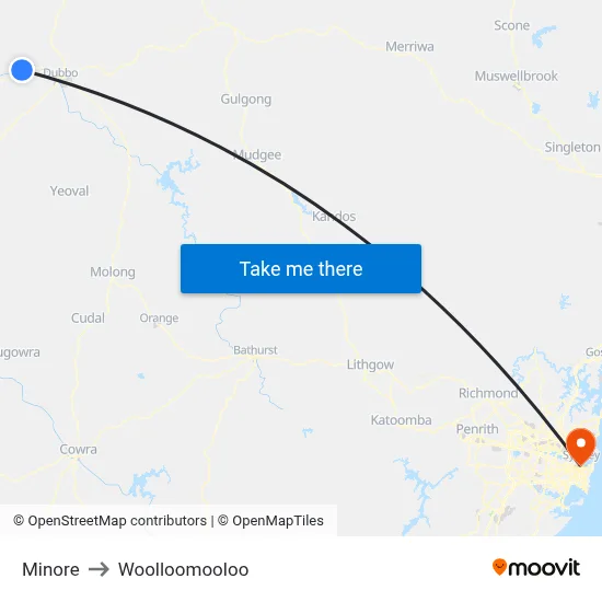 Minore to Woolloomooloo map