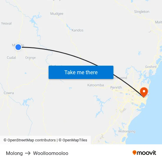 Molong to Woolloomooloo map