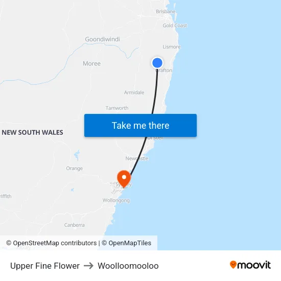 Upper Fine Flower to Woolloomooloo map