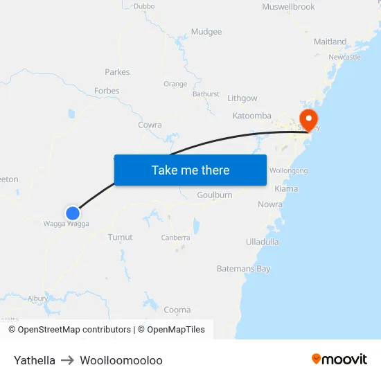 Yathella to Woolloomooloo map