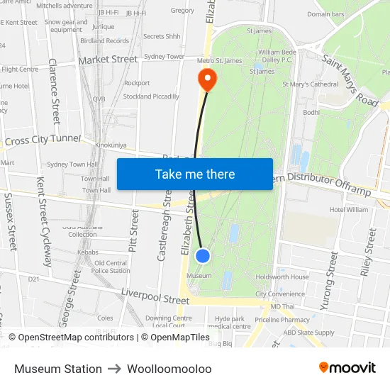 Museum Station to Woolloomooloo map