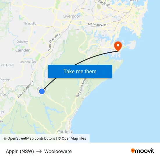 Appin (NSW) to Woolooware map