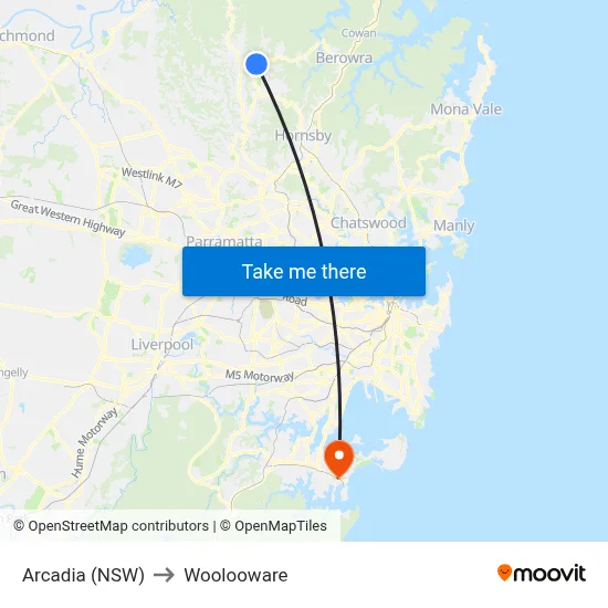 Arcadia (NSW) to Woolooware map
