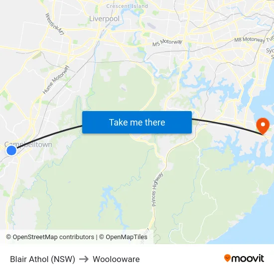 Blair Athol (NSW) to Woolooware map