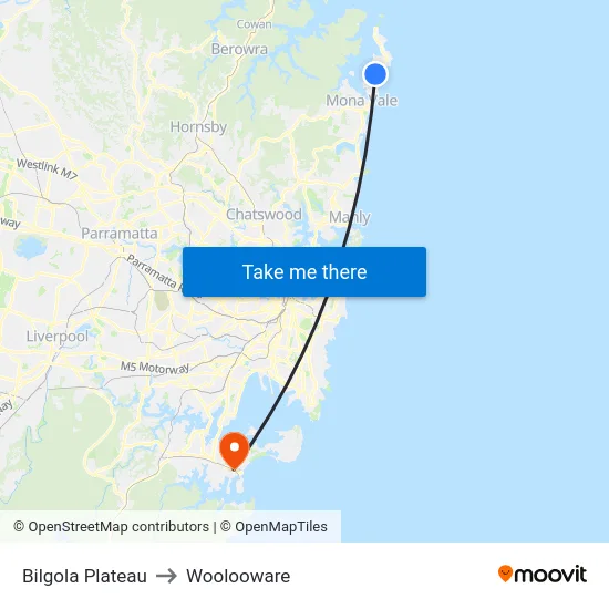 Bilgola Plateau to Woolooware map