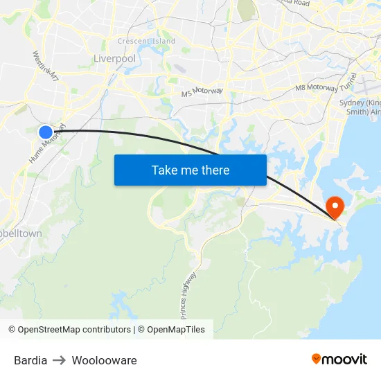 Bardia to Woolooware map