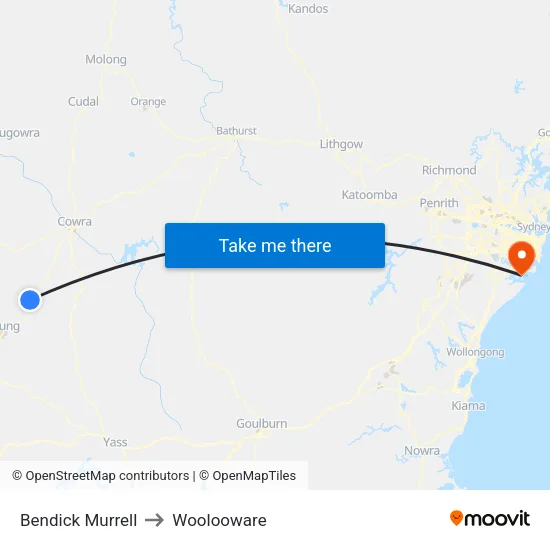 Bendick Murrell to Woolooware map