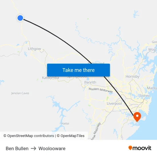 Ben Bullen to Woolooware map