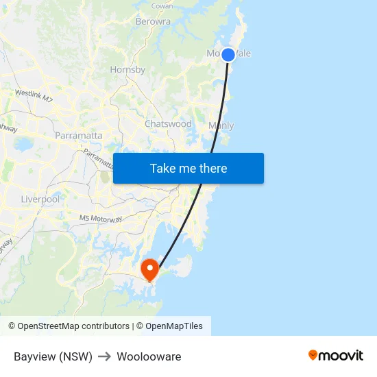 Bayview (NSW) to Woolooware map