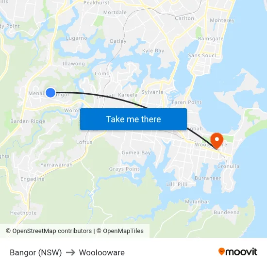 Bangor (NSW) to Woolooware map