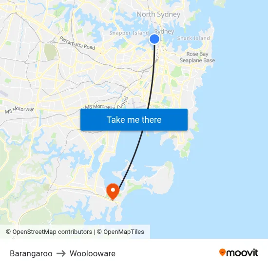 Barangaroo to Woolooware map