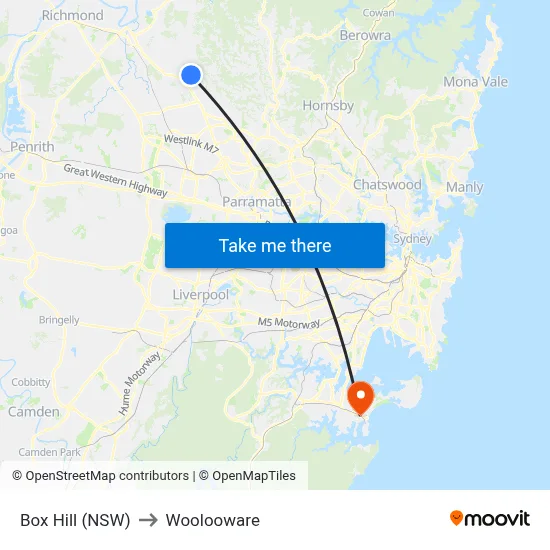 Box Hill (NSW) to Woolooware map