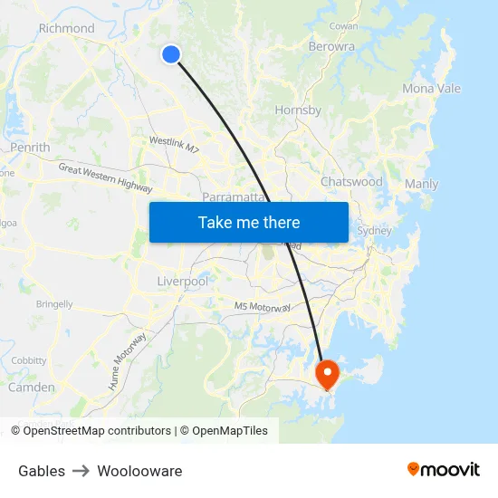Gables to Woolooware map