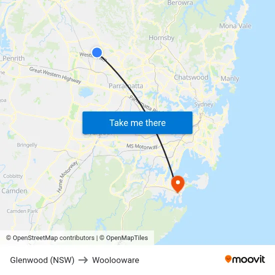 Glenwood (NSW) to Woolooware map