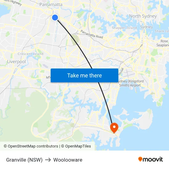 Granville (NSW) to Woolooware map