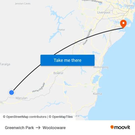 Greenwich Park to Woolooware map
