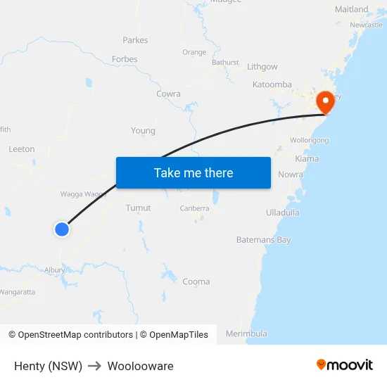 Henty (NSW) to Woolooware map