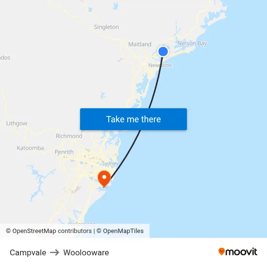 Campvale to Woolooware map