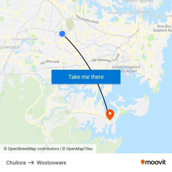 Chullora to Woolooware map