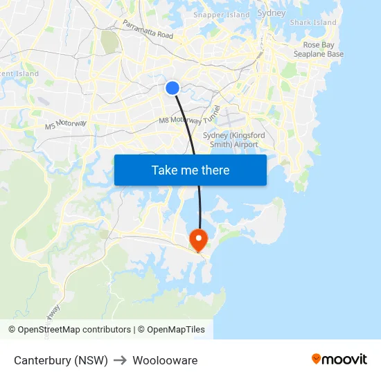 Canterbury (NSW) to Woolooware map