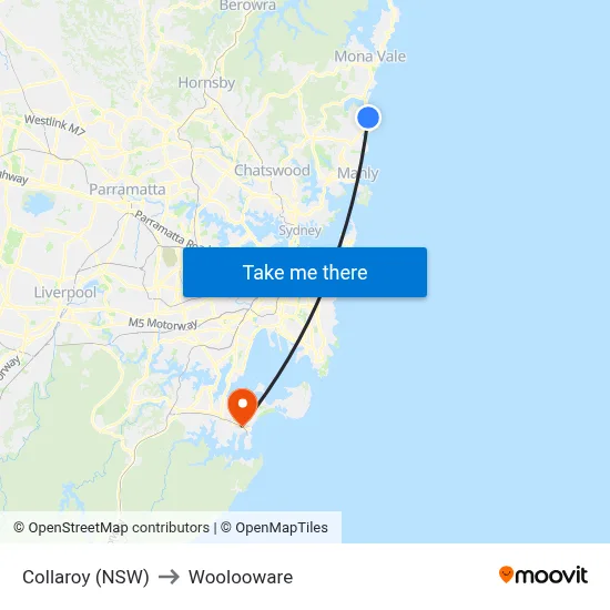 Collaroy (NSW) to Woolooware map