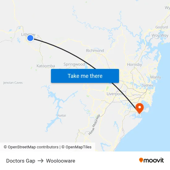 Doctors Gap to Woolooware map