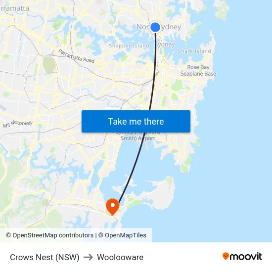 Crows Nest (NSW) to Woolooware map