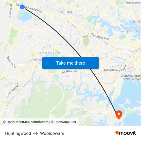 Huntingwood to Woolooware map