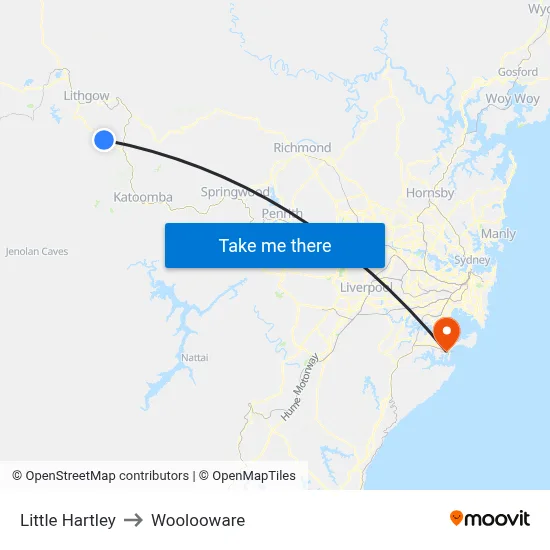 Little Hartley to Woolooware map
