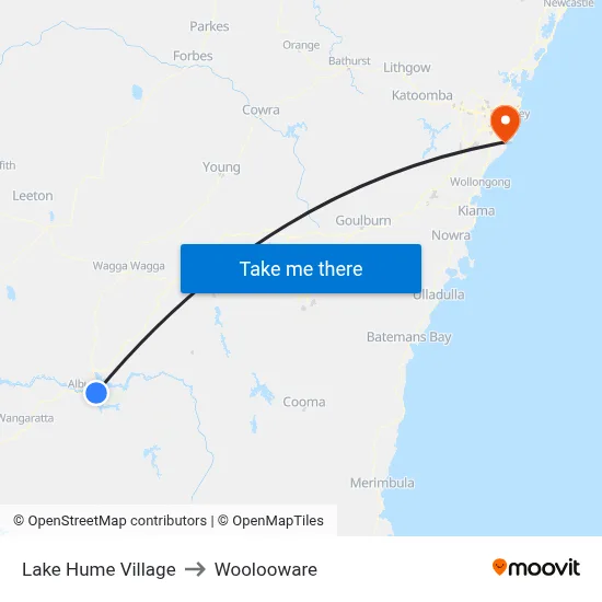 Lake Hume Village to Woolooware map