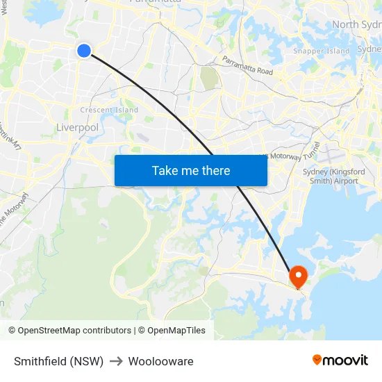 Smithfield (NSW) to Woolooware map