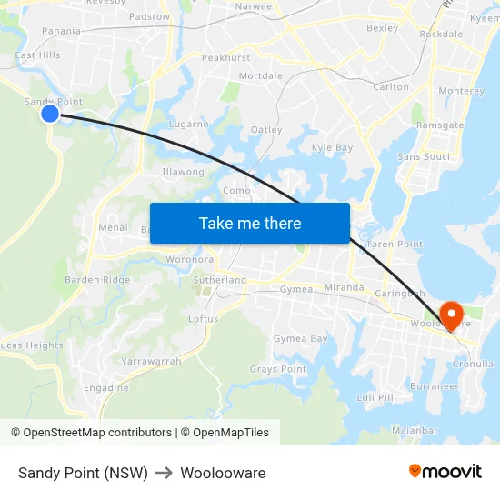 Sandy Point (NSW) to Woolooware map
