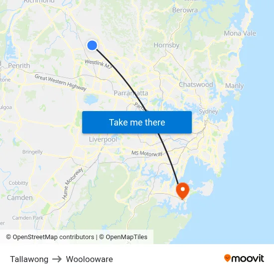 Tallawong to Woolooware map
