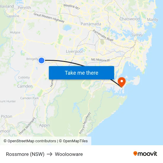 Rossmore (NSW) to Woolooware map